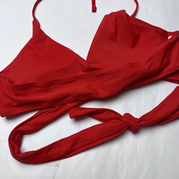 Shekini Bikini Wrap Top Halter Red with Pads - Picture 6 of 10